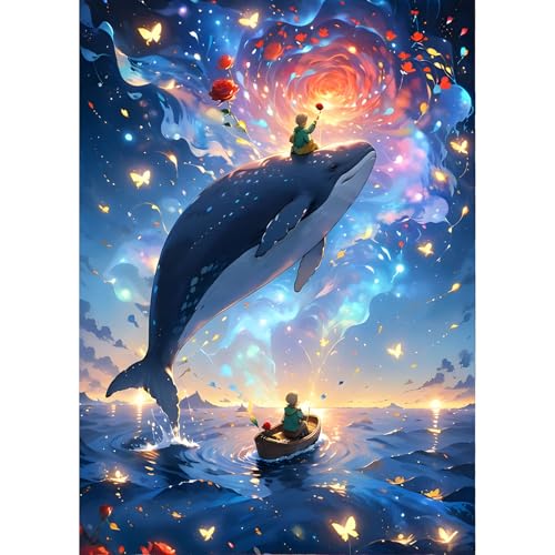 QINRUBB DIY Zeichentrickfilm Diamond Painting Erwachsene, 5D Prinz Diamant Painting Bilder Anfänger, Walfisch Runder Vollbohrer Diamanten Malerei Stickerei Kreuzstich Geschenke Home Wand Dekor 30x40cm von QINRUBB