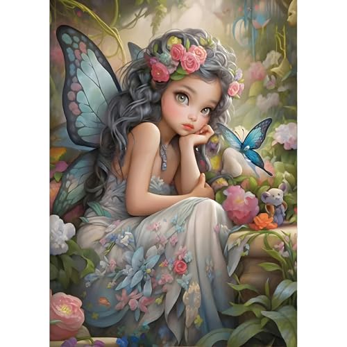 QINRUBB Fee Diamond Painting Erwachsene, 5D Schmetterling Diamant Painting Bilder Anfänger, DIY Blumen Runder Vollbohrer Diamanten Malerei Stickerei Kreuzstich Geschenke Home Wand Dekor 30x40cm von QINRUBB