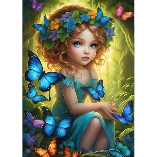 QINRUBB Fee Diamond Painting Erwachsene, 5D Schmetterling Diamant Painting Bilder Anfänger, DIY Fantasie Runder Vollbohrer Diamanten Malerei Stickerei Kreuzstich Geschenke Home Wand Dekor 30x40cm von QINRUBB