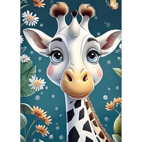 QINRUBB Giraffe Diamond Painting Erwachsene, 5D Blumen Diamant Painting Bilder Anfänger, DIY Runder Vollbohrer Giraffe Diamanten Malerei Stickerei Set Kreuzstich Geschenke Home Wand Dekor 30x40cm von QINRUBB