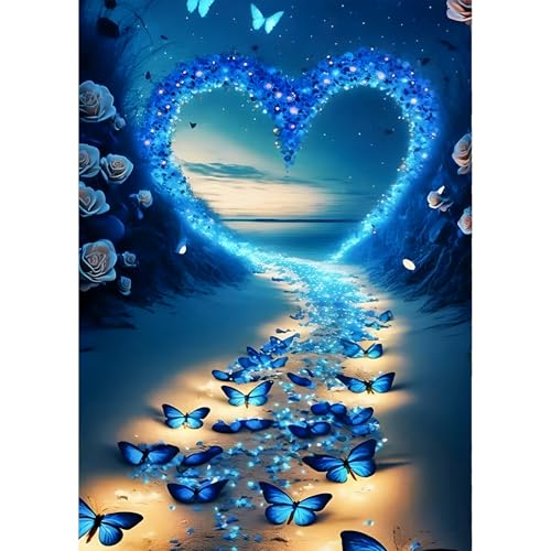 QINRUBB Herz Diamond Painting Erwachsene, 5D Schmetterling Diamant Painting Bilder Anfänger, DIY Runder Vollbohrer Diamanten Malerei Stickerei Set Kreuzstich Geschenke Home Wand Dekor 30x40cm von QINRUBB