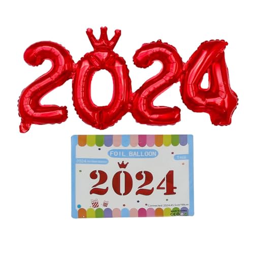 2024 Folien Zahlenballon Langlebig Und Auffällig Neujahrsdekoration Für 2024 Neujahrsfeiern Festival Partyzubehör Auslaufsicherer Ballon von QINZTON