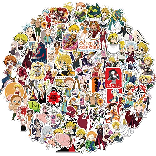 100 Stück Anime Sevens Deadly Sins Vinyl Cartoon Anime Aufkleber für Wasserflasche Laptop Cartoon Aufkleber von QIRONGSC