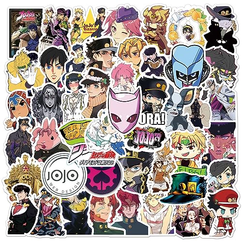 QIRONGSC JoJo's Bizarre Adventure Anime-Aufkleber, Cartoon-Sticker für Wasserflasche, Laptop, Reisetasche, Auto, Skateboard, Motorrad, Vinyl, wasserdichte Aufkleber für Teenager, Kinder, 50 Stück von QIRONGSC