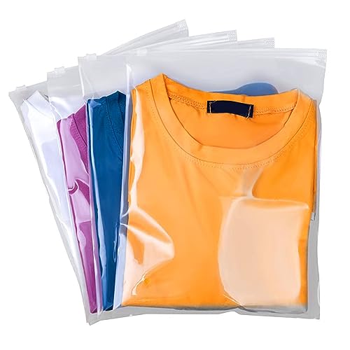 QISF 50 Stücke Zip Beutel Groß Wiederverwendbar - 30 x 40 cm Zipper Beutel Reisetasche Wasserdichte Transparent Zip Tüten Plastikbeutel Aufbewahrungsbeutel für Kleidung Unterwäsche Handtuch Schuhe von QISF