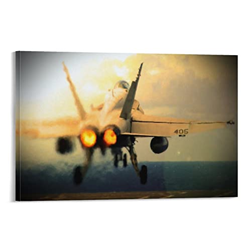 QITEX Leinwand Bilder Abstrakte Modernes Poster F-18 Hornet Flugzeugträger Nachbrenner Moderne Wanddekoration Wandkunst Gemälde Leinwand Wanddekor Wohnkultur 40x60cm (Ungerahmt) von QITEX