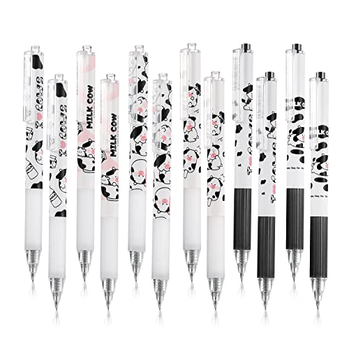 12 Stück Gelschreiber Milchkuh Set zum Schreiben,Cartoon Cute Kawaii Lustig Kugelschreiber mit Schwarz Minen Tintenrolle,0,5mm Feine Spitze Niedlich Kühe Pen Gelstifte für Schule Büro Zuhause Geeignet von QIUJUNDE