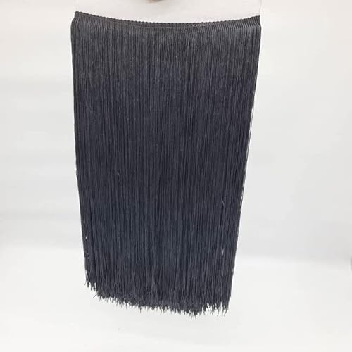 QIUMING 10 Yards 50CM Lange Spitze Fransen Trim Quaste schwarz Fransen Trimmen Für DIY Latin Kleid Bühne Kleidung Zubehör Spitze Band von QIUMING