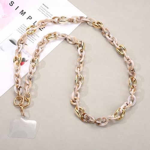 QIUMING 110 cm Lange Stil Schräg Hängen Handy Kette Schmuck Mode Acryl Telefon Gurt Schnur Anti-Verlust Handy Fall Lanyard von QIUMING