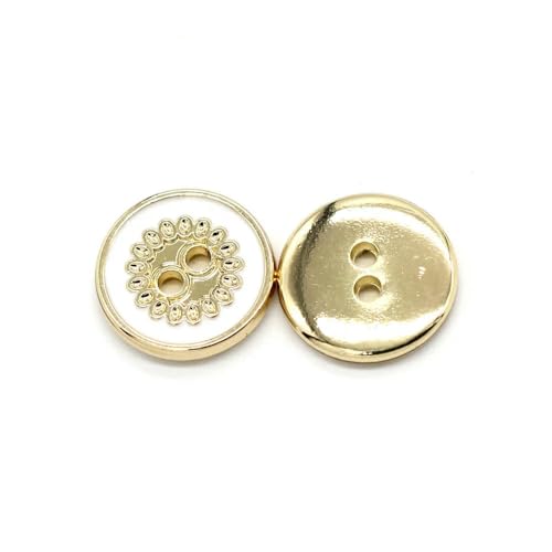 QIUMING 2 Stück 11 mm 2 Löcher Mini Gold Metallknöpfe für Kleidung Mode Kinder Hemd Kleid Bluse Carigan Uniform Nähzubehör von QIUMING