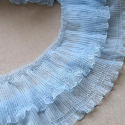 QIUMING 2Yard 10CM Breite Tüll Mesh Plissee Spitze Stoff Handarbeiten Fransen Band Rüschen Trim Kleid Kleidung Kragen Nähen DIY Material von QIUMING