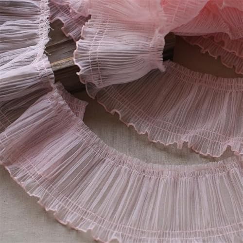 QIUMING 2Yard 10CM Breite Tüll Mesh Plissee Spitze Stoff Handarbeiten Fransen Band Rüschen Trim Kleid Kleidung Kragen Nähen DIY Material von QIUMING