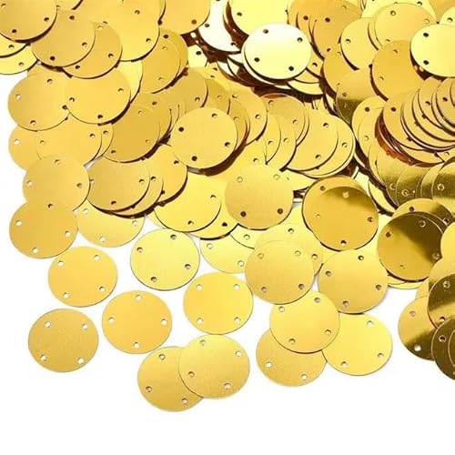 QIUMING 4 Löcher Silber Gold Pailletten zum Basteln Flache große runde Pailletten Kleidungsstück/Handtasche Zubehör DIY Flocken 20mm/25mm/35mm von QIUMING