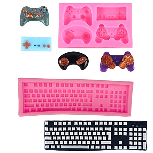 Spiel-Controller-Form Tastatur Silikonform für Schokolade Game Controller Silikon Formen Silikon Video Gamepad Form Epoxidharz Silikonform Gießform für Fondant Süßigkeiten Pudding Seife Kuchen Muffins von QIUMING