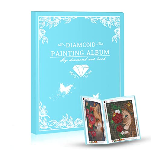 QIUQI 5D Diamond Painting Bilder Album,Aufbewahrung Folder für Diamant Painting Bilder,A3 Diamond Painting Mappe,Diamond Painting Zubehör (30 Seite,Blau) von QIUQI