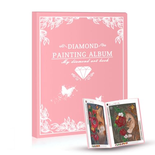 QIUQI 5D Diamond Painting Bilder Album,Aufbewahrung Folder für Diamant Painting Bilder,A3 Diamond Painting Mappe,Diamond Painting Zubehör (30 Seite,Rosa) von QIUQI