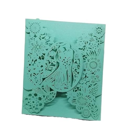 Hochzeitskarte 25 stücke Braut und Bräutigam Hochzeitseinladungskarten Blumen Einladungstaschen Umschläge Karten Mariage Anniversary Party Supplies Favors Hochzeitskarten(Cyan Cover,11.5x17.5cm) von QIUSHIBO