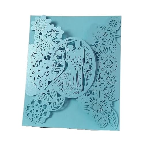 Hochzeitskarte 25 stücke Braut und Bräutigam Hochzeitseinladungskarten Blumen Einladungstaschen Umschläge Karten Mariage Anniversary Party Supplies Favors Hochzeitskarten(Light blue Cover,11.5x17.5cm) von QIUSHIBO