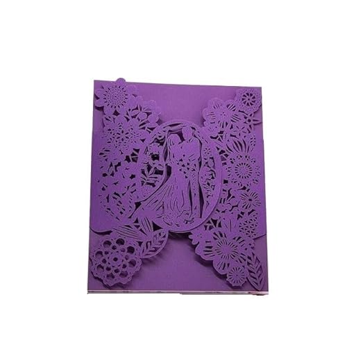 Hochzeitskarte 25 stücke Braut und Bräutigam Hochzeitseinladungskarten Blumen Einladungstaschen Umschläge Karten Mariage Anniversary Party Supplies Favors Hochzeitskarten(Purple Cover,11.5x17.5cm) von QIUSHIBO