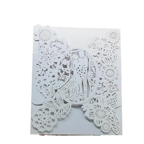 Hochzeitskarte 25 stücke Braut und Bräutigam Hochzeitseinladungskarten Blumen Einladungstaschen Umschläge Karten Mariage Anniversary Party Supplies Favors Hochzeitskarten(White Cover,11.5x17.5cm) von QIUSHIBO