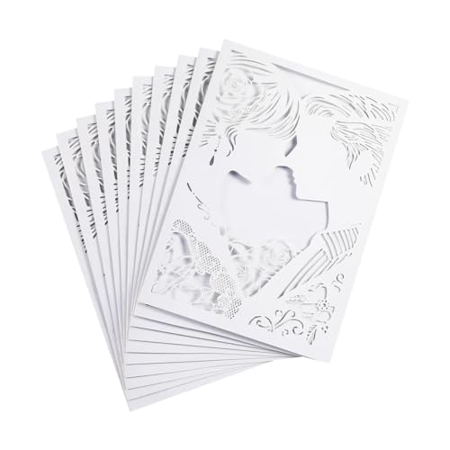 QIUSHIBO Hochzeitskarte 10 Teile/Paket Hochzeit Einladung Karte Bräutigam Braut Muster Einladungen Shinny 5x7in Größe Hochzeitskarten(White) von QIUSHIBO