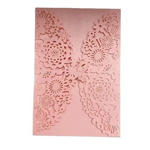 QIUSHIBO Hochzeitskarte 10 Teile/Paket Shiny Perle Papier Hochzeit Einladung Karte Blume Geschnitzte 3D Schmetterling Einladungen for Hochzeit Geburtstag Party Hochzeitskarten(Pink) von QIUSHIBO