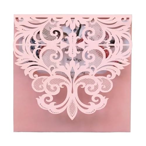 QIUSHIBO Hochzeitskarte 10 Teile/los Einladungen Platz Hochzeit Einladung Karte Grußkarte Mit Leere Innere Karte Hochzeitskarten(Pink) von QIUSHIBO