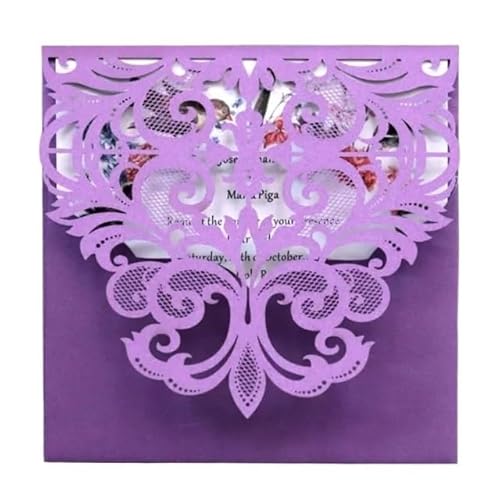 QIUSHIBO Hochzeitskarte 10 Teile/los Einladungen Platz Hochzeit Einladung Karte Grußkarte Mit Leere Innere Karte Hochzeitskarten(Purple) von QIUSHIBO