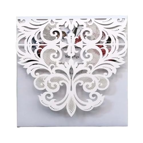 QIUSHIBO Hochzeitskarte 10 Teile/los Einladungen Platz Hochzeit Einladung Karte Grußkarte Mit Leere Innere Karte Hochzeitskarten(White) von QIUSHIBO