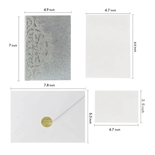 QIUSHIBO Hochzeitskarte 10 Teile/los Glitter Papier Einladungskarten Gold Silber Rosa Blau Party Hochzeit Einladungskarten Hochzeit Gefälligkeiten Grußkarten Hochzeitskarten(Red) von QIUSHIBO