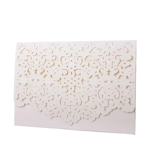 QIUSHIBO Hochzeitskarte 10 Teile/los Hochzeit Einladung Karten Beige Weiß Klapp Grußkarten Hochzeit Geburtstag Event Party Favors Hochzeitskarten(White) von QIUSHIBO