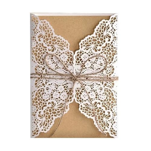 QIUSHIBO Hochzeitskarte 10 stücke Hochzeit Einladungen Karten Tags Vintage Hochzeit Braut Geschenk Gruß Karte Event Party Geburtstag Deccor Liefert Hochzeitskarten(White) von QIUSHIBO