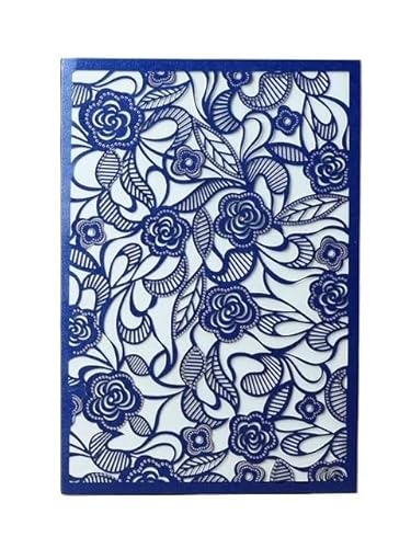 QIUSHIBO Hochzeitskarte 10 stücke Hochzeit Einladungskarten Mit Hohlen Blumenmuster Und Innenseiten Grußkarten Party Einladungskarten Event Party Supplies Hochzeitskarten(Blue) von QIUSHIBO