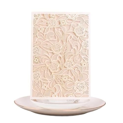 QIUSHIBO Hochzeitskarte 10 stücke Hochzeit Einladungskarten Mit Hohlen Blumenmuster Und Innenseiten Grußkarten Party Einladungskarten Event Party Supplies Hochzeitskarten(White) von QIUSHIBO