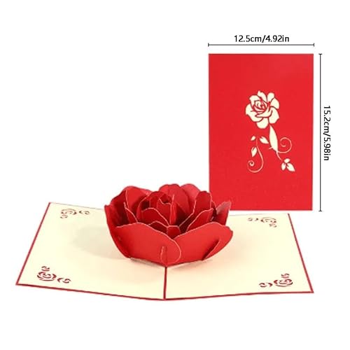 QIUSHIBO Hochzeitskarte 1PC 3D Stereo Rose Grußkarten Hochzeitseinladungen Segen Karten Paar Geschenke Romantische Rosen Liebe Grußkarten Hochzeitskarten von QIUSHIBO