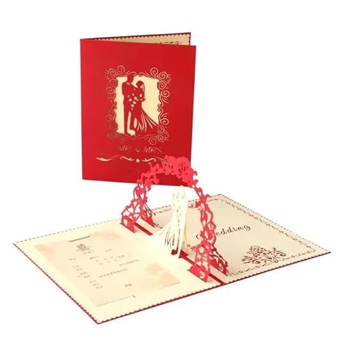 QIUSHIBO Hochzeitskarte 2 Stücke Hochzeit Pop-up Karte 3D Einladungskarten Braut Und Bräutigam Verlobungskarten Liebhaber Hochzeitseinladung Hochzeit Grußkarten Hochzeitskarten von QIUSHIBO