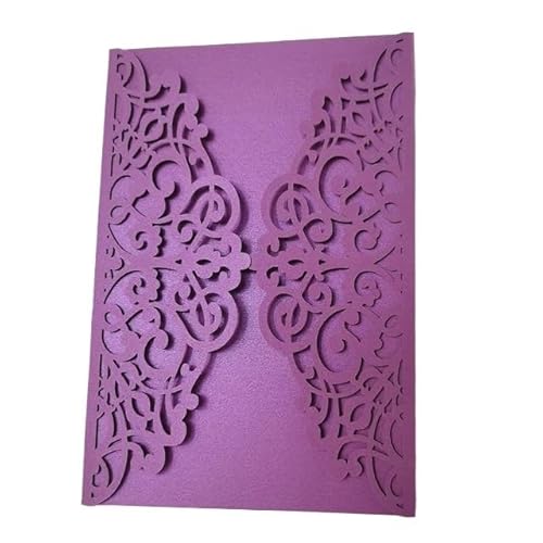 QIUSHIBO Hochzeitskarte 25 Teile/Beutel Hochzeitseinladungen Taufe Geburtstag Hohl Business Grußkarten Party Supplies Ohne Innere Karte Hochzeitskarten(Purple) von QIUSHIBO