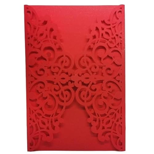 QIUSHIBO Hochzeitskarte 25 Teile/Beutel Hochzeitseinladungen Taufe Geburtstag Hohl Business Grußkarten Party Supplies Ohne Innere Karte Hochzeitskarten(Red) von QIUSHIBO