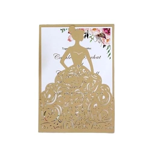 QIUSHIBO Hochzeitskarte 25Pcs Hochzeitseinladungen Perle Papier Material Grußkarten Danke Karte Hochzeitskarten(25Pcs Khaki) von QIUSHIBO