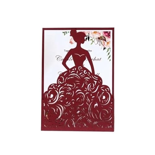 QIUSHIBO Hochzeitskarte 25Pcs Hochzeitseinladungen Perle Papier Material Grußkarten Danke Karte Hochzeitskarten(25Pcs Red) von QIUSHIBO