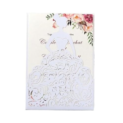 QIUSHIBO Hochzeitskarte 25Pcs Hochzeitseinladungen Perle Papier Material Grußkarten Danke Karte Hochzeitskarten(25Pcs White) von QIUSHIBO