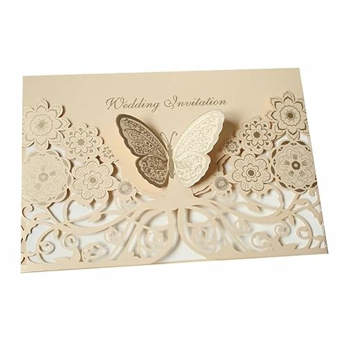 QIUSHIBO Hochzeitskarte 3 stück Hochzeit Dekorationen Schmetterling Einladungen Karten Kits for Hochzeit Braut Papier Karte Hochzeitskarten von QIUSHIBO