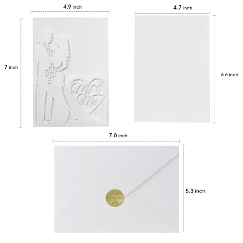 QIUSHIBO Hochzeitskarte Hochzeitseinladungen, 50 Stück, Valentinstag-Gruß, Hohle Hochzeitseinladung, Hochzeits-Liebeseinladung Hochzeitskarten(Gold) von QIUSHIBO