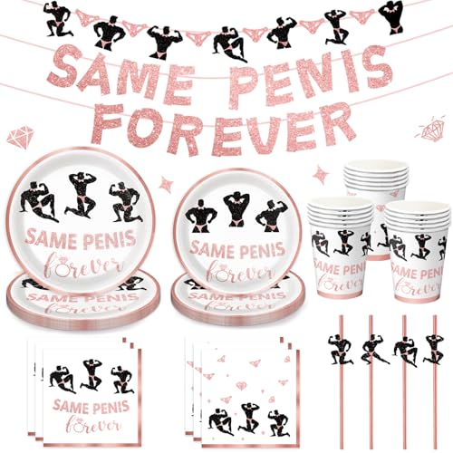 QIYANPAX 126-teiliges Set für Junggesellinnenabschiede, Bachelorette-Party-Geschenke, Set enthält Teller, Becher, Servietten, Banner, Junggesellinnenabschiede, Strohhalme für Junggesellinnenabschiede, von QIYANPAX