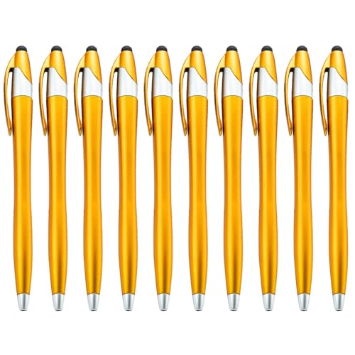 10 x einziehbarer Kugelschreiber, Touchscreen-Stift, 1,0 mm Spitze, reibungsloses Schreiben von QIYUDUOLA