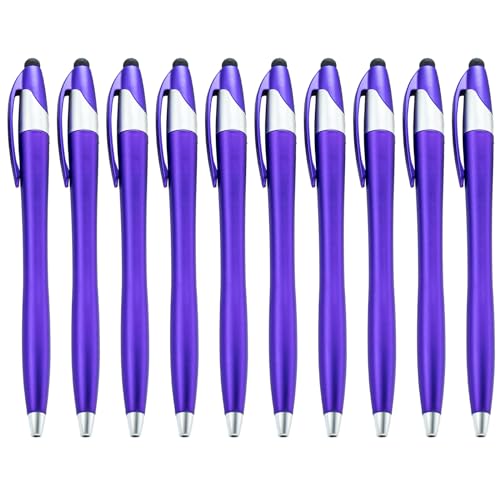 10 x einziehbarer Kugelschreiber, Touchscreen-Stift, 1,0 mm Spitze, reibungsloses Schreiben von QIYUDUOLA