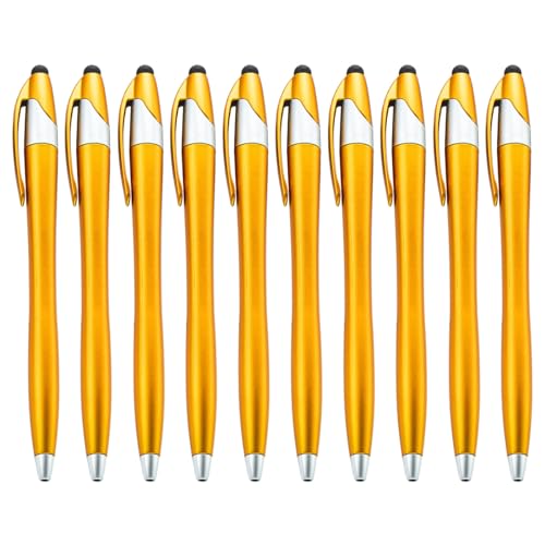 10 x einziehbarer Kugelschreiber, Touchscreen-Stift, 1,0 mm Spitze, reibungsloses Schreiben von QIYUDUOLA