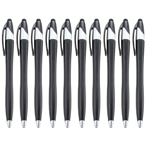 10 x einziehbarer Kugelschreiber, Touchscreen-Stift, 1,0 mm Spitze, reibungsloses Schreiben von QIYUDUOLA