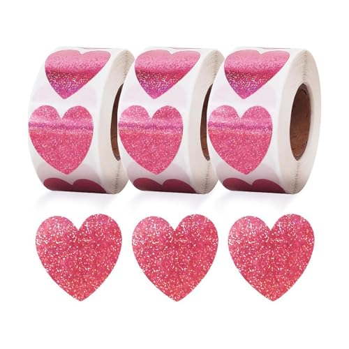 3 Rollen bunter Valentinstags-Herz-Aufkleber, Scrapbooking, selbstklebende Aufkleber für Geschenke und Briefe mit einzigartigen Designs von QIYUDUOLA