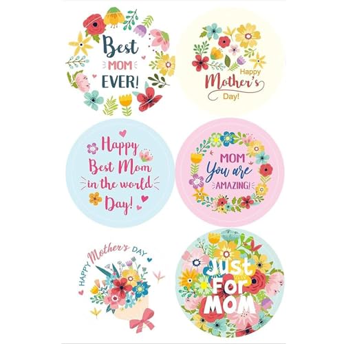 Dekorative Aufkleber "Happy Mother's Day", 2,5 cm, Verpackungsetiketten für Siegel, Umschläge, Karten, Verpackungen, 500 Stück von QIYUDUOLA